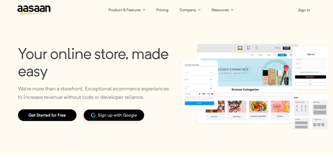 <strong>Aasaan – No-code Ecommerce Saas Platform</strong>