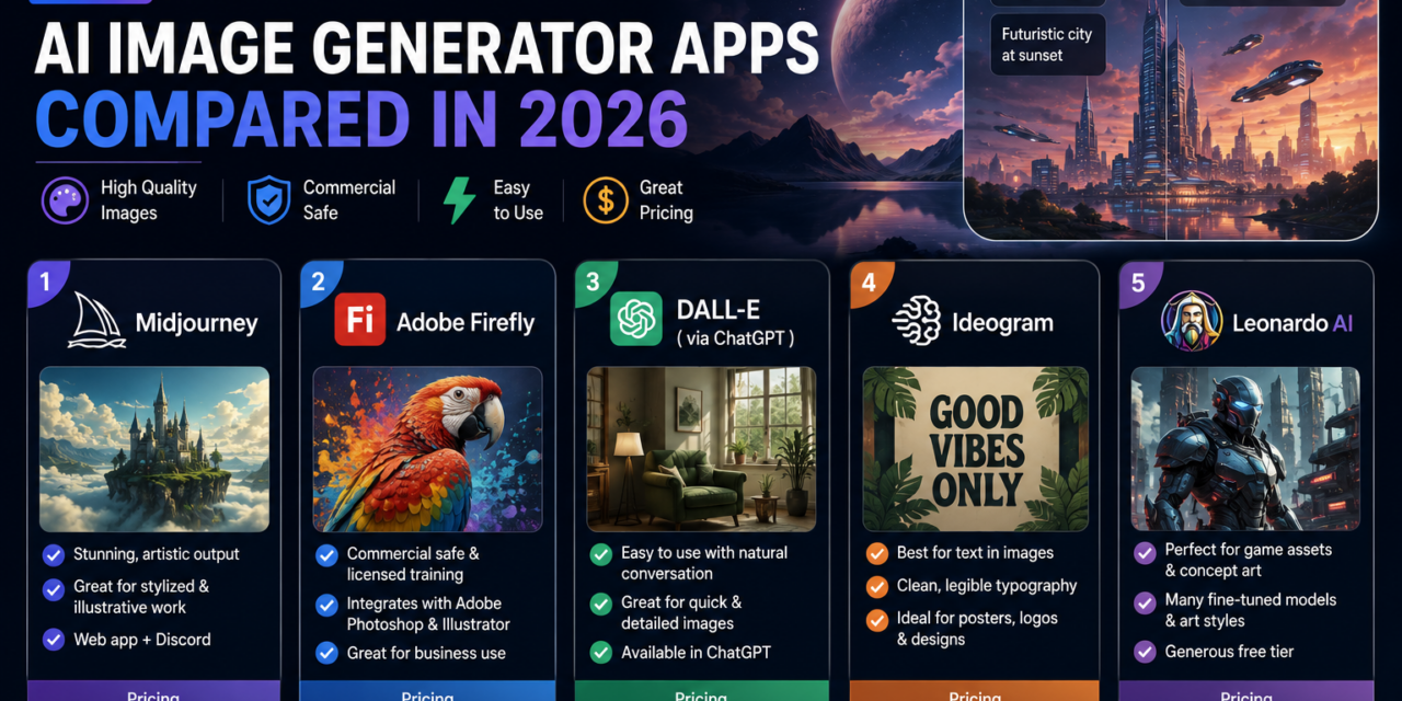 Best AI Image Generator Apps Compared in 2026