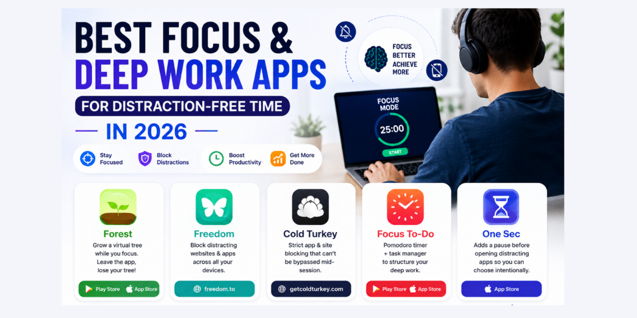 Best Focus and Deep Work Apps for Distraction-Free Time in 2026