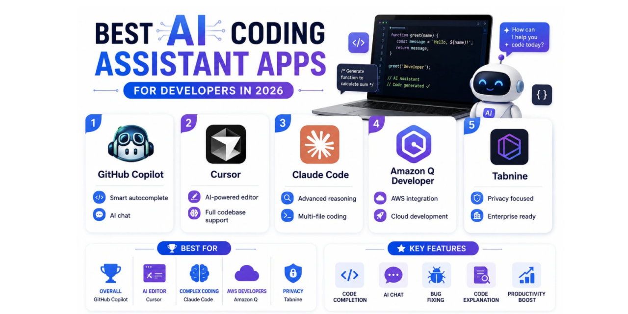Best AI Coding Assistant Apps for Developers in 2026