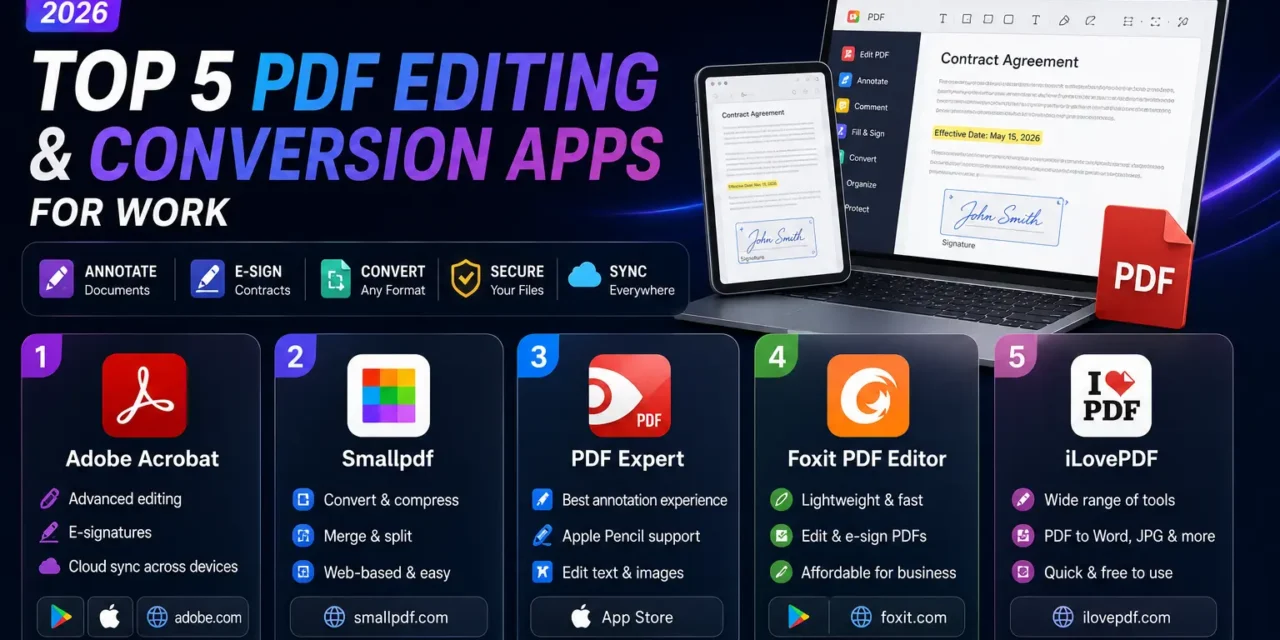 Top 5 PDF Editing and Conversion Apps for Work in 2026